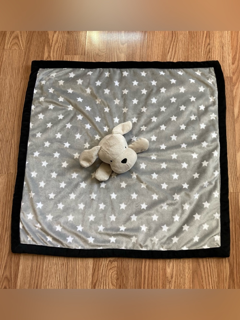 Modern Moments by Gerber Puppy Dog Lovey 24” Large Security Blanket Stars Gray